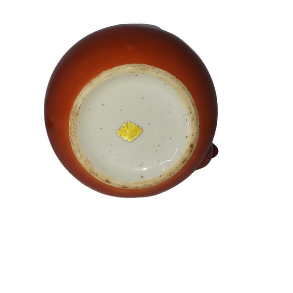 VINTAGE Orange Teapot Bamboo Handle Made In Occupied Japan - Picture 9 of 10